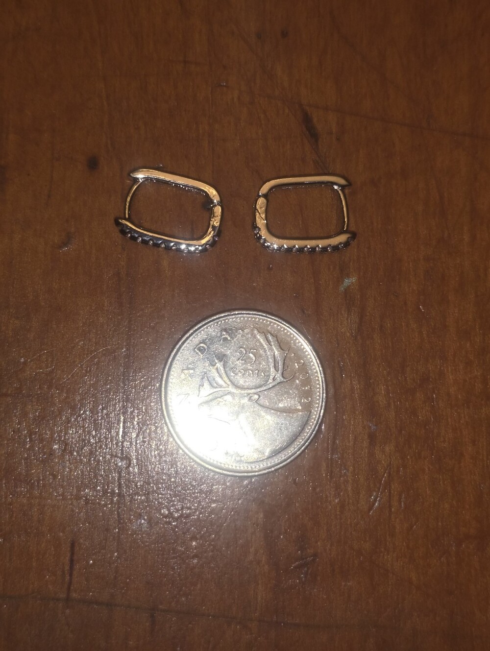 Silver Tone Pave Huggie Recangular Hoop Earrings For Women